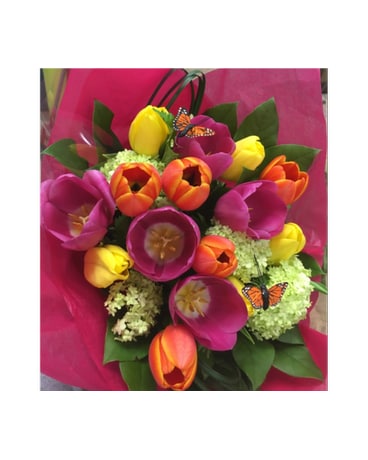 Tulips & Butterflies Flower Arrangement